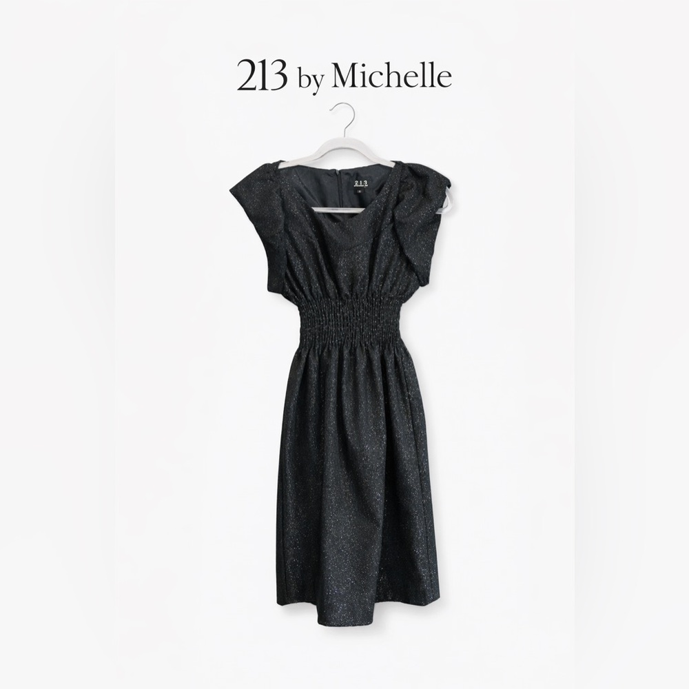 ✨ 213 by Michelle Black Shimmer Smocked Dress ✨